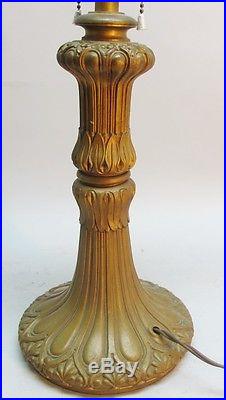 Superb Antique American Art Nouveau Slag Glass Lamp c. 1910 panel leaded