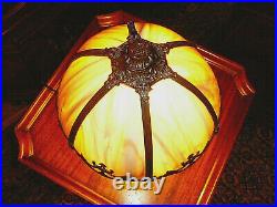 Superb, Very Rare Vtg Art Nouveau Tiffany Style Table Lamp w SlagGlass &Filigree