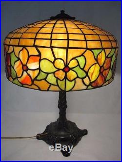 The Best Of The Best C. 1910 Signed Bradley And Hubbard Slag Glass Lamp