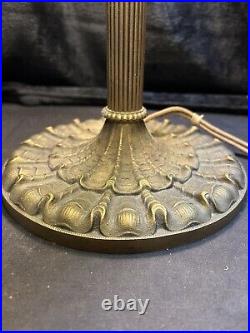 Table Lamp Antique Miller Lamps SLAG Glass 6 Panel Metal Filigree 21 Tall