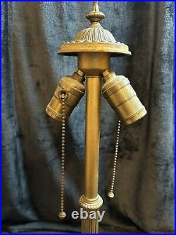 Table Lamp Antique Miller Lamps SLAG Glass 6 Panel Metal Filigree 21 Tall