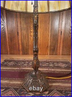 Tall Ornate Antique Signed H. A. Best Slag Glass Lamp