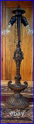 Tall Ornate Antique Signed H. A. Best Slag Glass Lamp