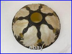Terracotta Pottery Arts and Crafts Art Deco Slag Glass Lamp Irises 7-panel