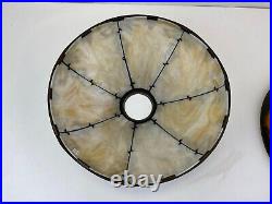Terracotta Pottery Arts and Crafts Art Deco Slag Glass Lamp Irises 7-panel
