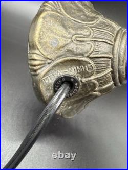 Tiffa- Mini Slag Lamp -Vintage Rare Blue With Brass Filigree Base 11 inches tall