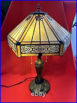 Tiffany Mission Style Lead Slag Arts Crafts Table Lamp