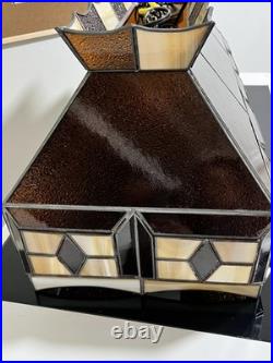 Tiffany Slag Stained Glass Art Deco Antique Pool Table Billiard Lamp Light MCM Tiffany Slag Stained Glass Art Deco Antique Pool Table Billiard Lamp Light MCM