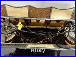Tiffany Slag Stained Glass Art Deco Antique Pool Table Billiard Lamp Light MCM Tiffany Slag Stained Glass Art Deco Antique Pool Table Billiard Lamp Light MCM
