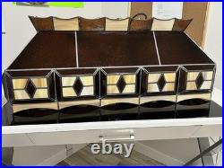 Tiffany Slag Stained Glass Art Deco Antique Pool Table Billiard Lamp Light MCM Tiffany Slag Stained Glass Art Deco Antique Pool Table Billiard Lamp Light MCM