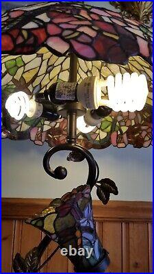 Tiffany Style 26 Table Lamp 3-Way withTulip Night Light Dragonfly & Floral Shade