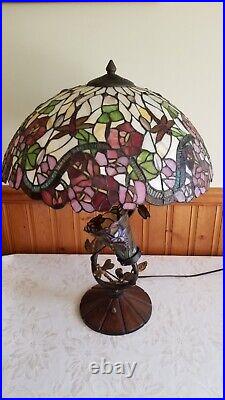 Tiffany Style 26 Table Lamp 3-Way withTulip Night Light Dragonfly & Floral Shade