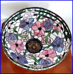 Tiffany Style Art Nouveau Slag Stained Glass Floral Lamp Shade Flowers 18