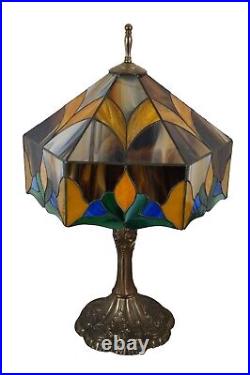 Tiffany Style Art Nouveau Stained Slag Glass 2 Light Parlor Table Lamp 26
