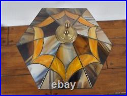 Tiffany Style Art Nouveau Stained Slag Glass 2 Light Parlor Table Lamp 26
