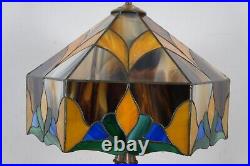 Tiffany Style Art Nouveau Stained Slag Glass 2 Light Parlor Table Lamp 26