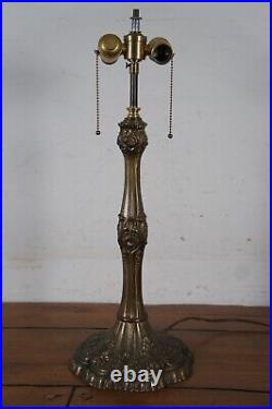 Tiffany Style Art Nouveau Stained Slag Glass 2 Light Parlor Table Lamp 26