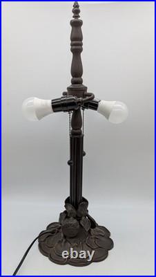 Tiffany Style Lotus Water Lily Flower Slag Glass Mosaic Reproduction Table Lamp