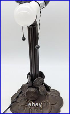 Tiffany Style Lotus Water Lily Flower Slag Glass Mosaic Reproduction Table Lamp