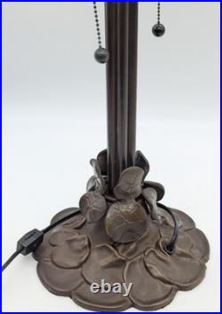 Tiffany Style Lotus Water Lily Flower Slag Glass Mosaic Reproduction Table Lamp