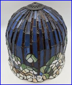 Tiffany Style Lotus Water Lily Flower Slag Glass Mosaic Reproduction Table Lamp
