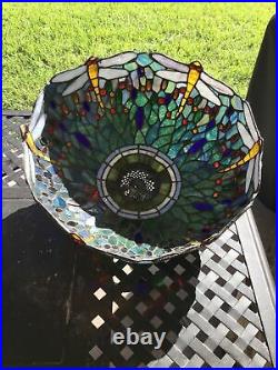 Tiffany-Style Mission Craftsman Arts & Crafts Stained Slag Glass Lamp Shade 16