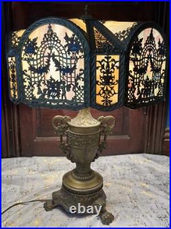 Tiffany Style N. W. Art Light Shade Company Slag Glass Lamp #39 Art Deco 28 VTG