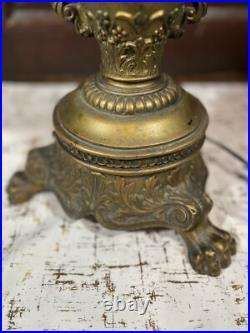 Tiffany Style N. W. Art Light Shade Company Slag Glass Lamp #39 Art Deco 28 VTG