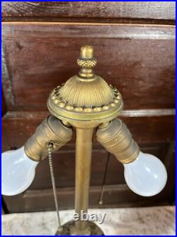 Tiffany Style N. W. Art Light Shade Company Slag Glass Lamp #39 Art Deco 28 VTG