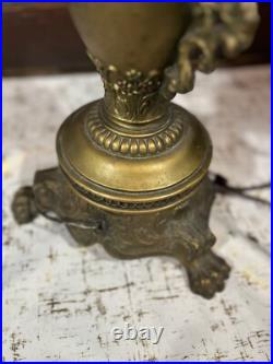 Tiffany Style N. W. Art Light Shade Company Slag Glass Lamp #39 Art Deco 28 VTG