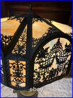 Tiffany Style N. W. Art Light Shade Company Slag Glass Lamp #39 Art Deco 28 VTG