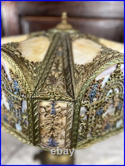 Tiffany Style N. W. Art Light Shade Company Slag Glass Lamp #39 Art Deco 28 VTG