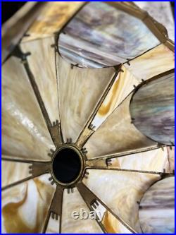 Tiffany Style N. W. Art Light Shade Company Slag Glass Lamp #39 Art Deco 28 VTG