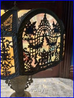 Tiffany Style N. W. Art Light Shade Company Slag Glass Lamp #39 Art Deco 28 VTG