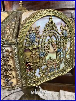 Tiffany Style N. W. Art Light Shade Company Slag Glass Lamp #39 Art Deco 28 VTG