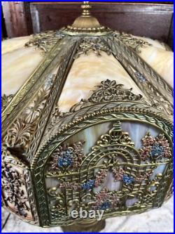 Tiffany Style N. W. Art Light Shade Company Slag Glass Lamp #39 Art Deco 28 VTG