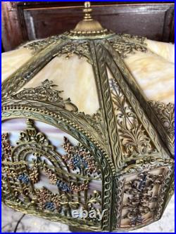 Tiffany Style N. W. Art Light Shade Company Slag Glass Lamp #39 Art Deco 28 VTG