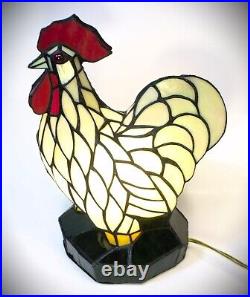 Tiffany Style ROOSTER 13.5 Stained Slag Glass Farm House Table Lamp Nightlight