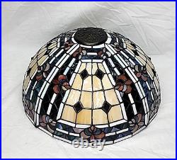Tiffany Style Reproduction Slag & Stained Glass Lamp Shade Only 16 Diameter
