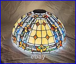 Tiffany Style Reproduction Slag & Stained Glass Lamp Shade Only 16 Diameter