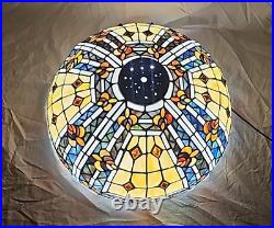 Tiffany Style Reproduction Slag & Stained Glass Lamp Shade Only 16 Diameter