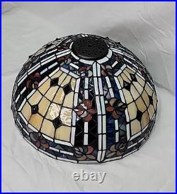 Tiffany Style Reproduction Slag & Stained Glass Lamp Shade Only 16 Diameter