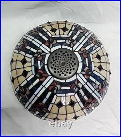 Tiffany Style Reproduction Slag & Stained Glass Lamp Shade Only 16 Diameter