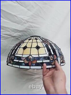 Tiffany Style Reproduction Slag & Stained Glass Lamp Shade Only 16 Diameter