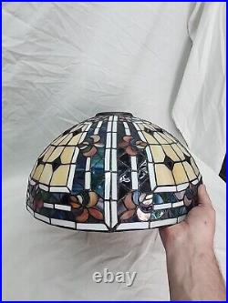 Tiffany Style Reproduction Slag & Stained Glass Lamp Shade Only 16 Diameter