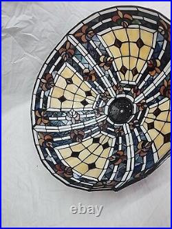 Tiffany Style Reproduction Slag & Stained Glass Lamp Shade Only 16 Diameter