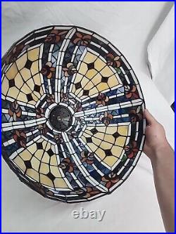 Tiffany Style Reproduction Slag & Stained Glass Lamp Shade Only 16 Diameter