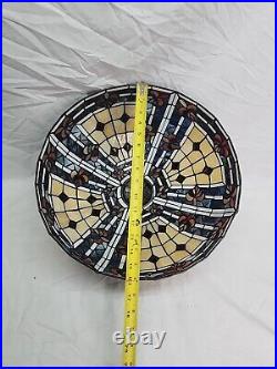 Tiffany Style Reproduction Slag & Stained Glass Lamp Shade Only 16 Diameter