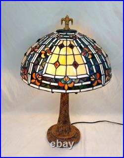 Tiffany Style Reproduction Slag & Stained Glass Lamp Shade and Base 24