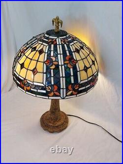 Tiffany Style Reproduction Slag & Stained Glass Lamp Shade and Base 24